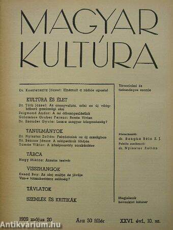 Magyar Kultúra 1939. május 20.