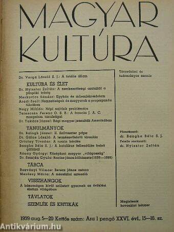 Magyar Kultúra 1939. augusztus 5-20.