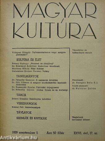 Magyar Kultúra 1939. szeptember 5.