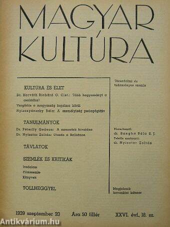 Magyar Kultúra 1939. szeptember 20.