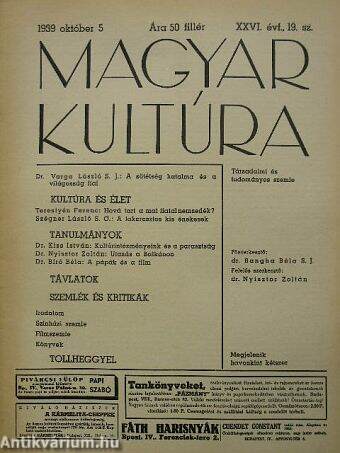 Magyar Kultúra 1939. október 5.