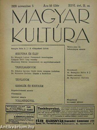 Magyar Kultúra 1939. november 5.