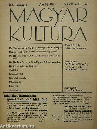 Magyar Kultúra 1940. január 5.