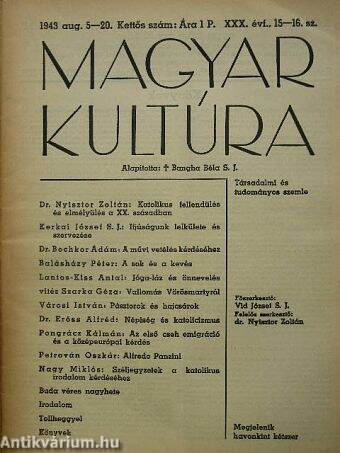 Magyar Kultúra 1943. augusztus 5-20.