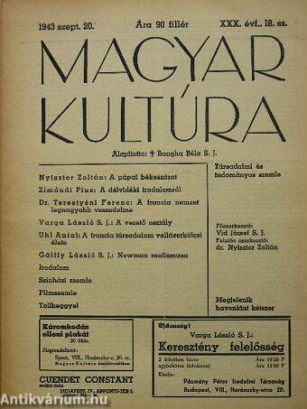 Magyar Kultúra 1943. szeptember 20.
