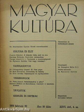Magyar Kultúra 1939. február 20.