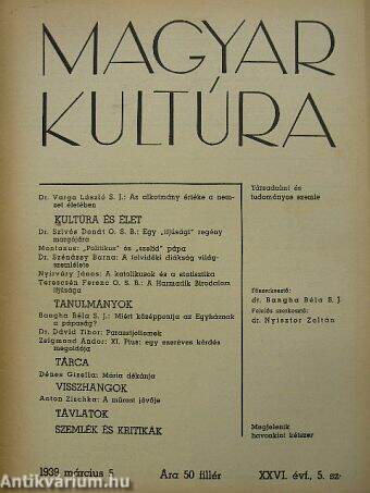 Magyar Kultúra 1939. március 5.