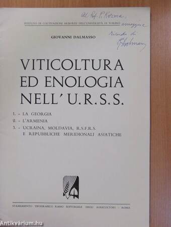 Viticoltura ed enologia nell'U.R.S.S. (dedikált példány)