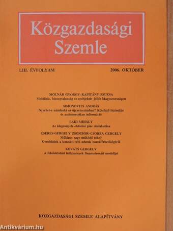 Közgazdasági Szemle 2006. október