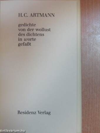 Gedichte von der wollust des dichtens in worte gefaßt