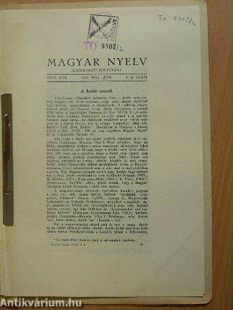 Magyar Nyelv 1930. máj.-jún.