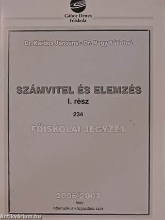 Számvitel és elemzés I.