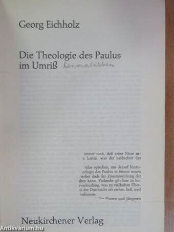 Die Theologie des Paulus im Umriß