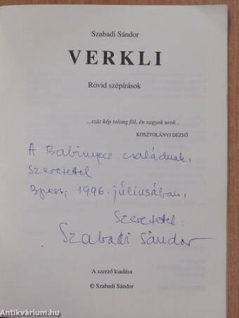 Verkli (dedikált példány)