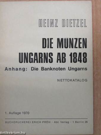 Die Münzen Ungarns ab 1848