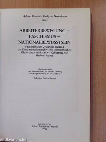 Arbeiterbewegung - Faschismus - Nationalbewusstsein