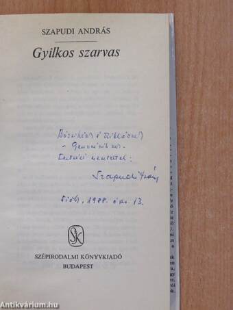 Gyilkos szarvas (dedikált példány)