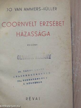 Coornvelt Erzsébet házassága