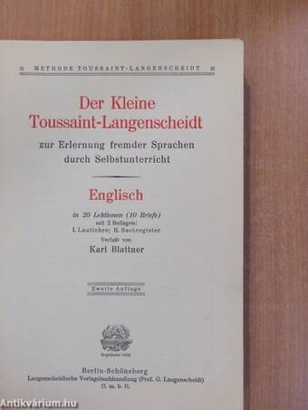 Der kleine Toussaint-Langenscheidt Englisch (gótbetűs)