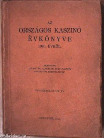 Az országos kaszinó évkönyve 1940. évről