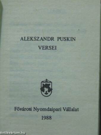 Alekszandr Puskin versei (minikönyv)