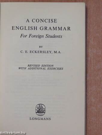 A Concise English Grammar for Foreign Students