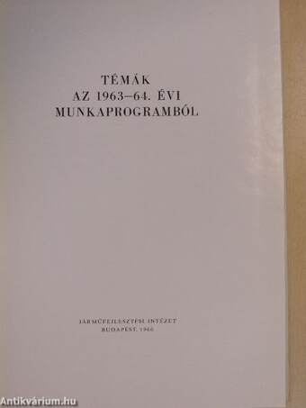 Témák az 1963-64. évi munkaprogramból