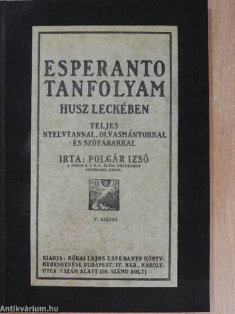 Esperanto tanfolyam husz leckében