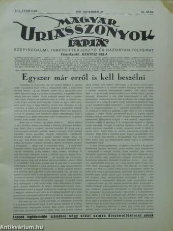 Magyar Uriasszonyok Lapja 1931. november 20.