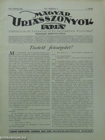 Magyar Uriasszonyok Lapja 1931. március 1.