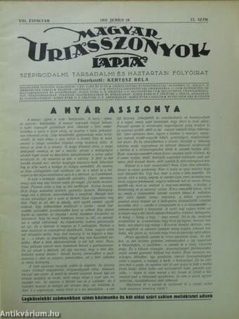 Magyar Uriasszonyok Lapja 1931. június 10.