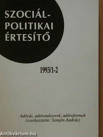 Szociálpolitikai értesítő 1993/1-2.