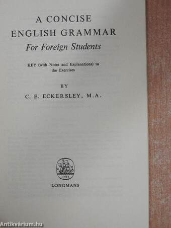 A Concise English Grammar for Foreign Students