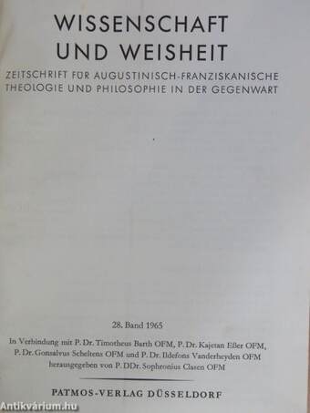 Wissenschaft und Weisheit 1965/28.