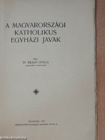 A magyarországi katholikus egyházi javak