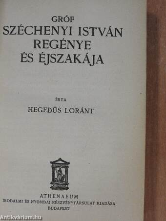 Gróf Széchenyi István regénye és éjszakája