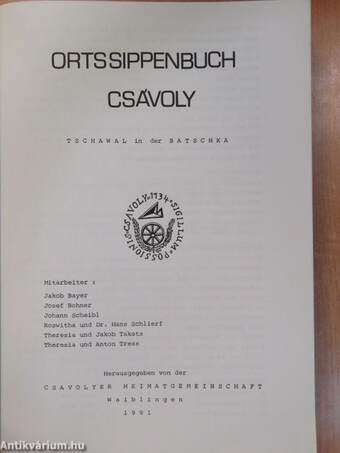 Ortssippenbuch Csávoly