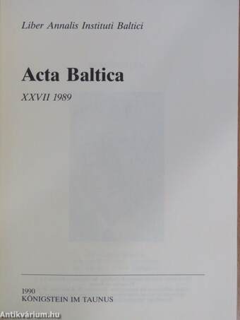 Acta Baltica XXVII/1989