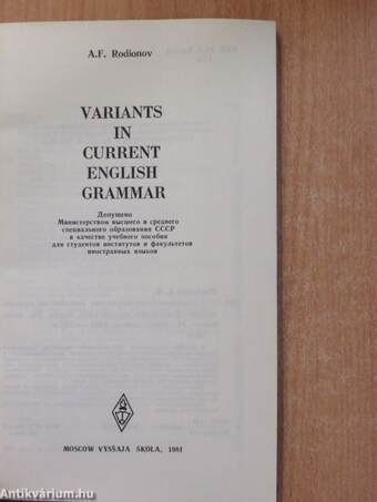 Variants in Current English Grammar