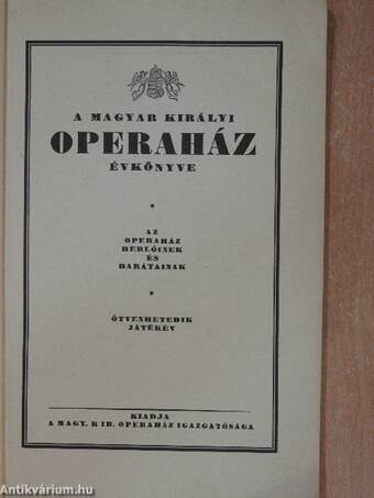 A Magyar Királyi Operaház évkönyve 1940-1941