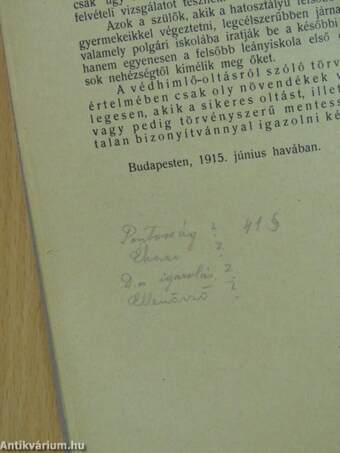 A Budapest Székesfőváros I-ső Kerületi Községi Felsőbb Leányiskola huszonharmadik értesítője az 1914-1915. iskolai évről