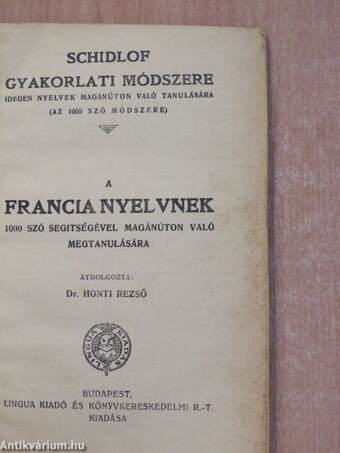 Schidlof gyakorlati módszere - Francia 1-10. füzet