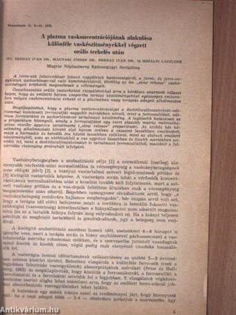 A plazma vaskoncentrációjának alakulása különféle vaskészítményekkel végzett orális terhelés után