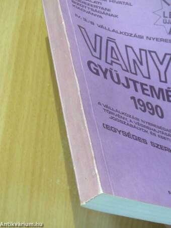 IV. 3./B Vállalkozási nyereségadó Ványa gyűjtemény 1990