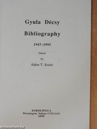 Gyula Décsy Bibliography