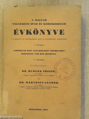 A Magyar Vegyészeti Ipar és Kereskedelem Évkönyve