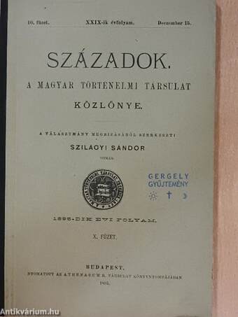 Századok 1895. deczember 15.