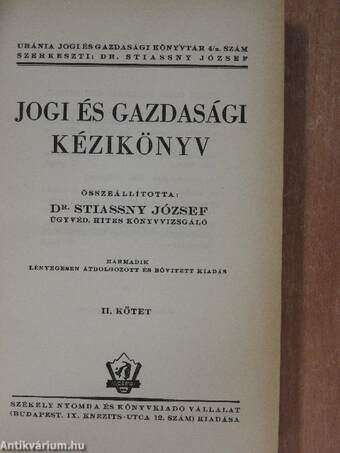 Jogi és gazdasági kézikönyv II.