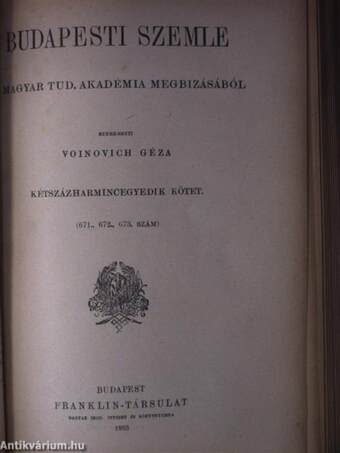 Budapesti Szemle 231. kötet 672-673. szám/232. kötet 674-676. szám