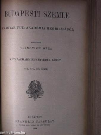 Budapesti Szemle 231. kötet 672-673. szám/232. kötet 674-676. szám